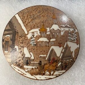 Vintage Russian Wooden Brooch